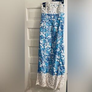 Lilly Pulitzer Blue and White Floral Maxi Dress